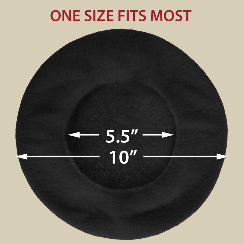 Kangaroo Vintage Classy French Hats - Stylish Wool for Adults for Cosplay and Costume Party - Beret for Men and Women Black - Image 3